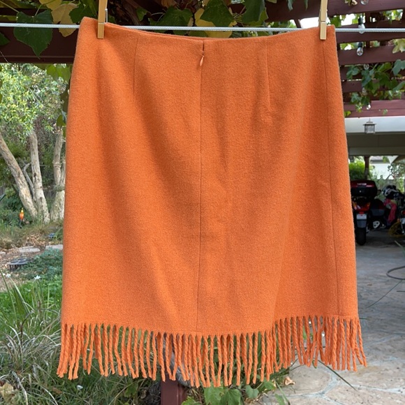 🎃 VINTAGE; Jones New York Wool w/Fringe Pumpkin-Colored Skirt Misses Sz. M/10!! - Picture 4 of 10